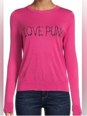 Zadig & Voltaire Love Punk Intarsia Sweater Pink Cotton Graphic Knit M